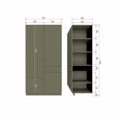 WOOOD Alfie kledingkast smal 107 cm grenen forest