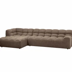WOOOD Allure chaise longue links geweven stof Donkerbruin melange