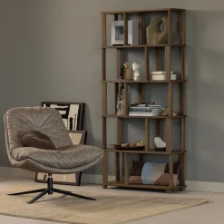 Sale WOOOD Arve draaifauteuil bedrukte stof natural melange