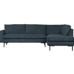 Outlet WOOOD Arwin hoekbank ribstof rechts staal Blauw
