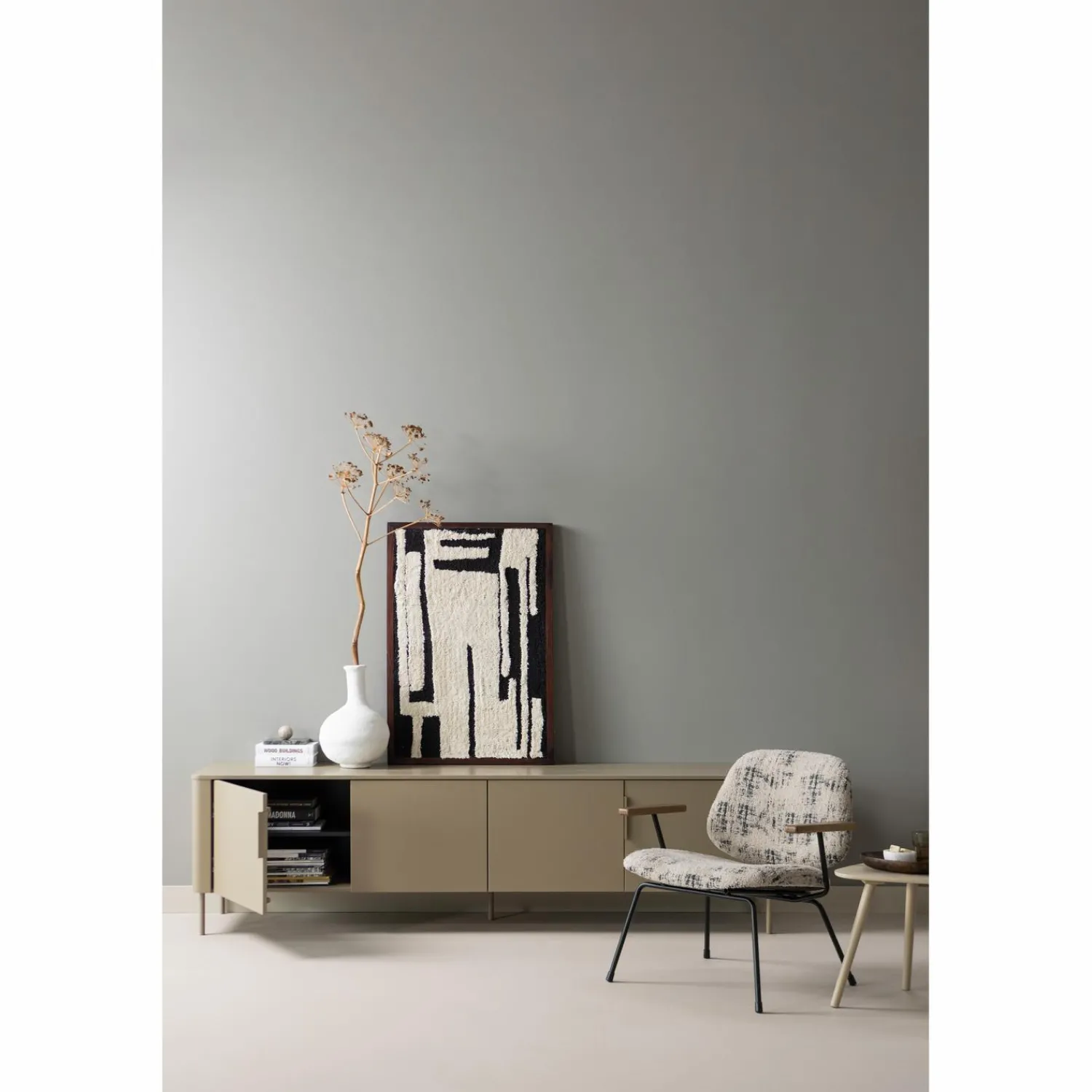 Online WOOOD Aure fauteuil chenille beige/zwart