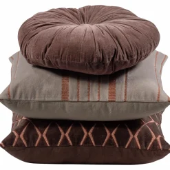 Sale WOOOD Aziz kussens velvet bruin/naturel - set van 3