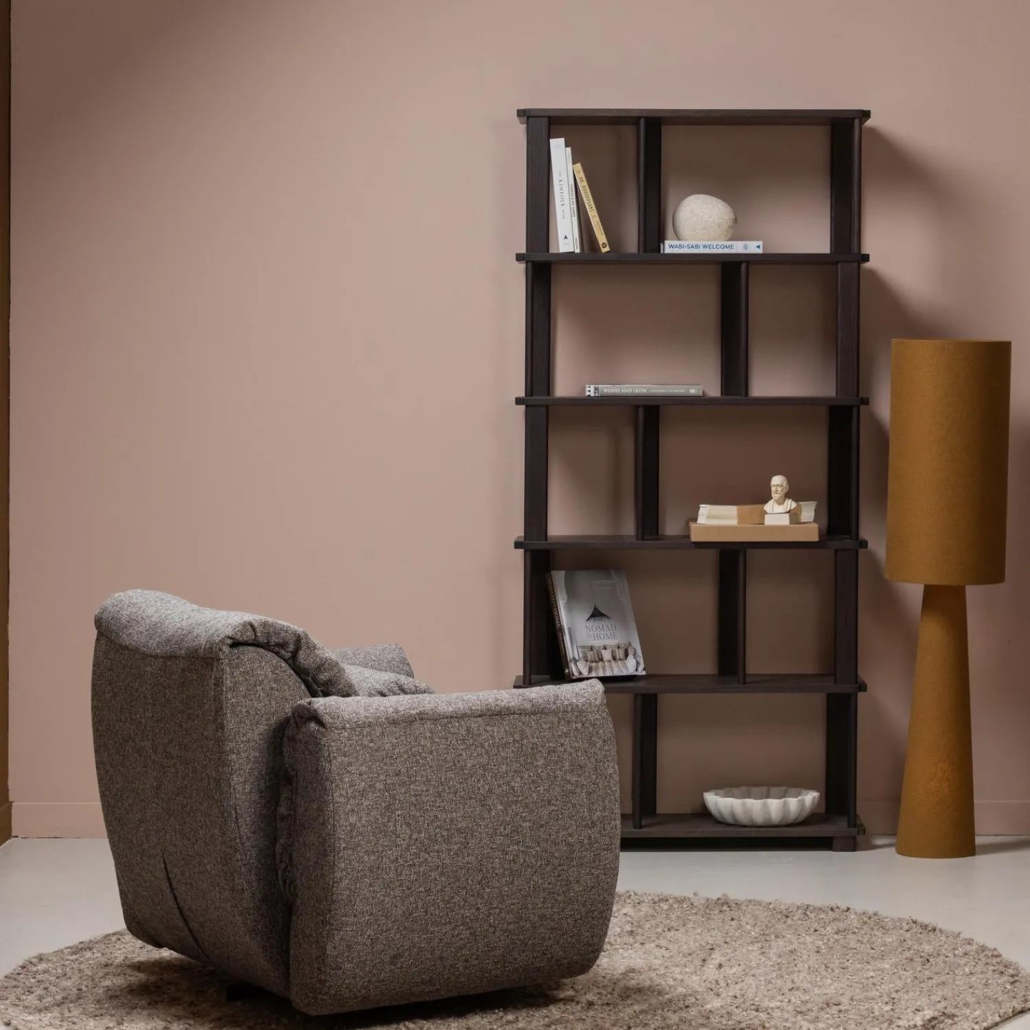 Sale WOOOD Baggy draaifauteuil geweven stof Warmgrijs melange