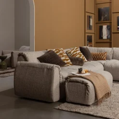 New WOOOD Baggy hocker geweven stof Bruin melange