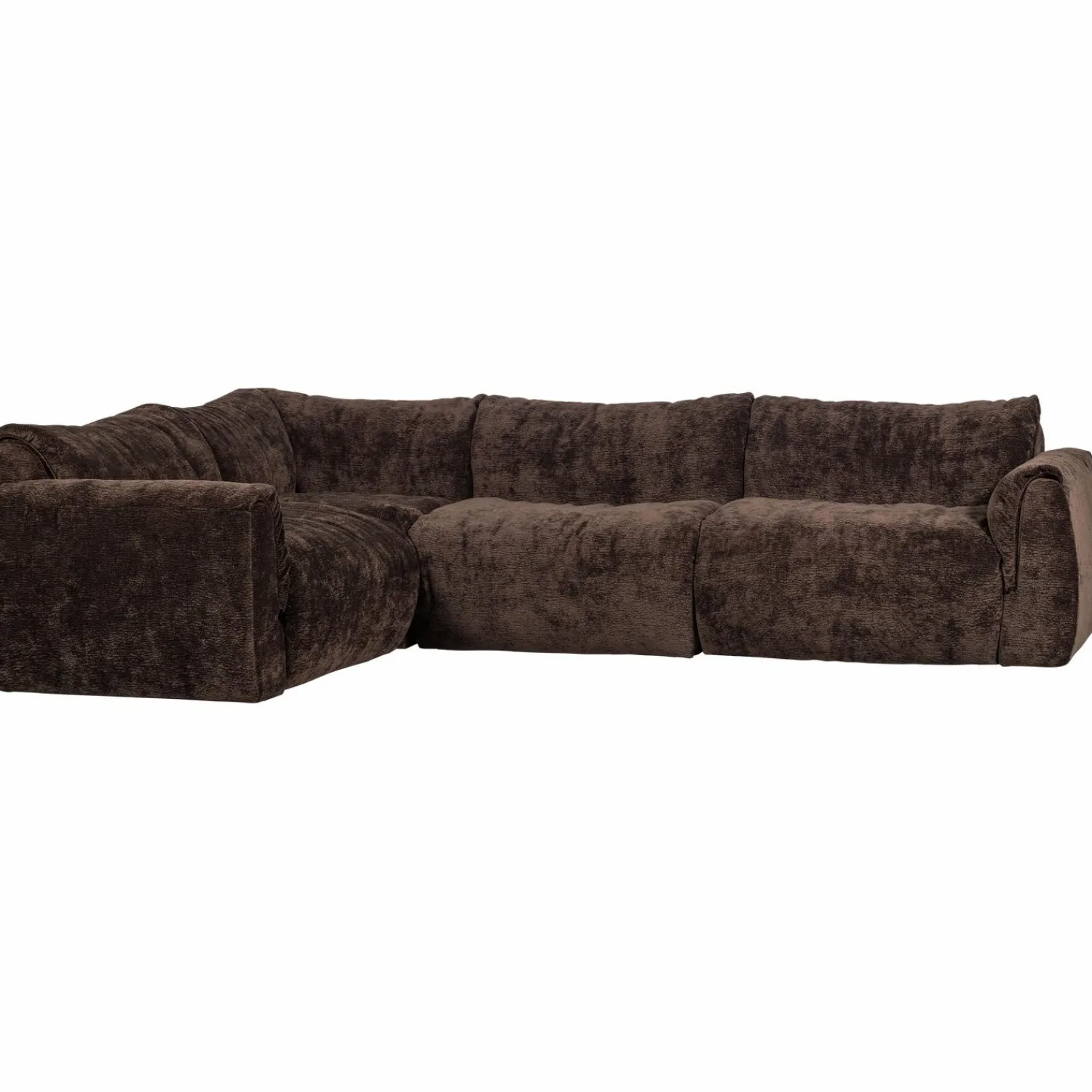 Clearance WOOOD Baggy hoekbank links 3D chenille Donkerbruin