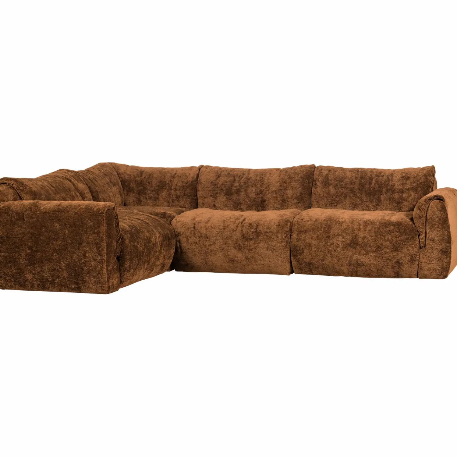 Discount WOOOD Baggy hoekbank links 3D chenille Middenbruin