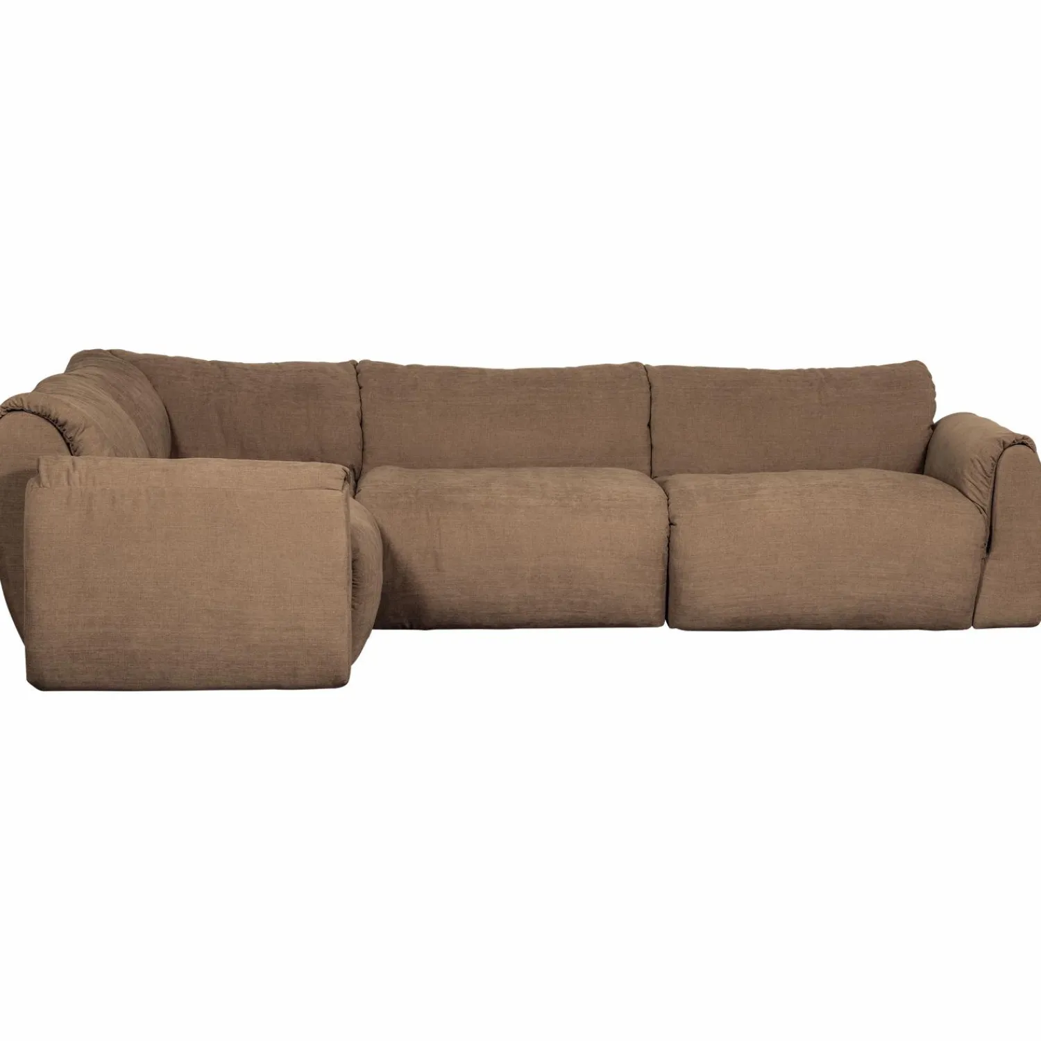 Hot WOOOD Baggy hoekbank links geweven chenille Bruin