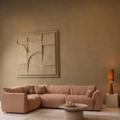 New WOOOD Baggy hoekbank links geweven chenille oud roze Oudroze