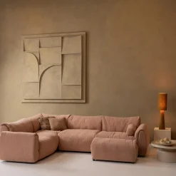 New WOOOD Baggy hoekbank links geweven chenille oud roze Oudroze