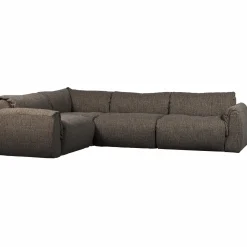 Clearance WOOOD Baggy hoekbank links geweven stof warmgrijs melange Warm grijs melange