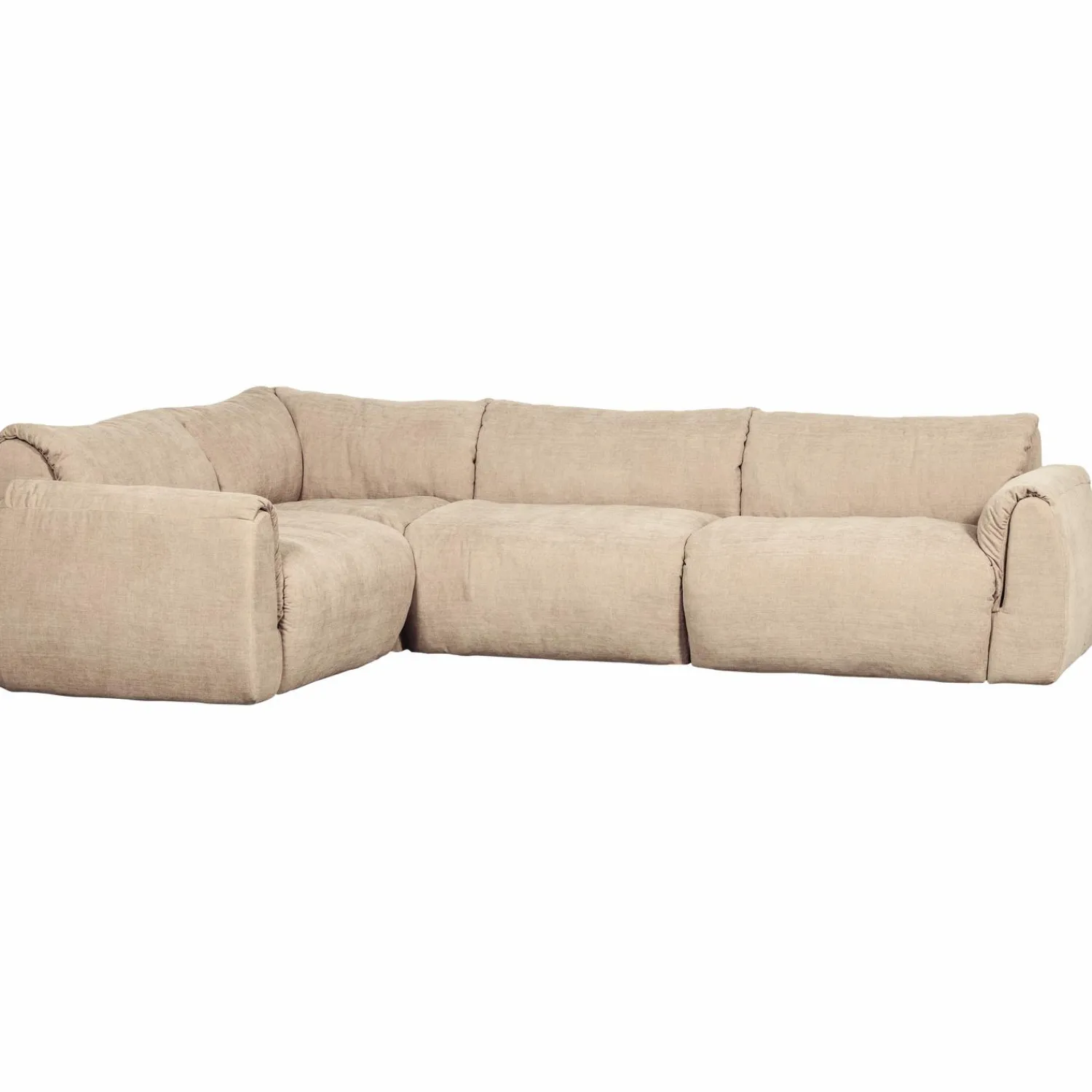 Sale WOOOD Baggy hoekbank links geweven chenille Zand