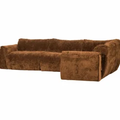 Clearance WOOOD Baggy hoekbank rechts 3D chenille Middenbruin