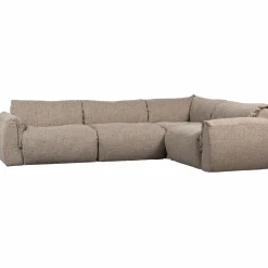 Online WOOOD Baggy hoekbank rechts geweven stof Bruin melange