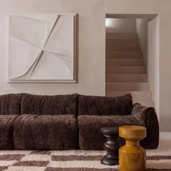 Clearance WOOOD Baggy 3-zits bank 3D chenille Donkerbruin