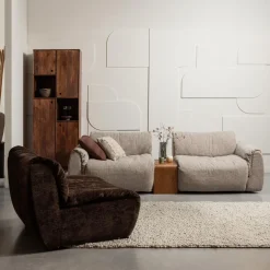 Clearance WOOOD Baggy 2-zits bank geweven stof Bruin melange