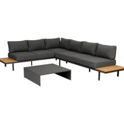 Best WOOOD Bari loungeset aluminium polywood incl. kussens donkergrijs