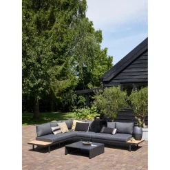 Best WOOOD Bari loungeset aluminium polywood incl. kussens donkergrijs