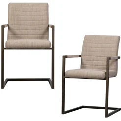 Discount WOOOD Bas eetkamerstoel geweven stof Zand melange