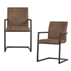 Hot WOOOD Bas eetkamerstoel leerlook Taupe