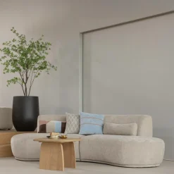 Best WOOOD Batavier half ronde bank 4-zits velvet melange zand Zand melange