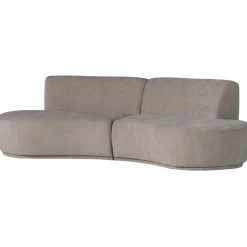 Best WOOOD Batavier half ronde bank 4-zits velvet melange zand Zand melange