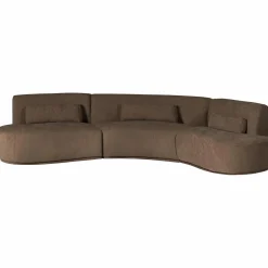 Online WOOOD Batavier half ronde bank 6-zits velvet melange bruin Bruin melange