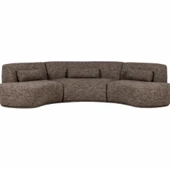 WOOOD Batavier half ronde bank 6-zits Bruin melange