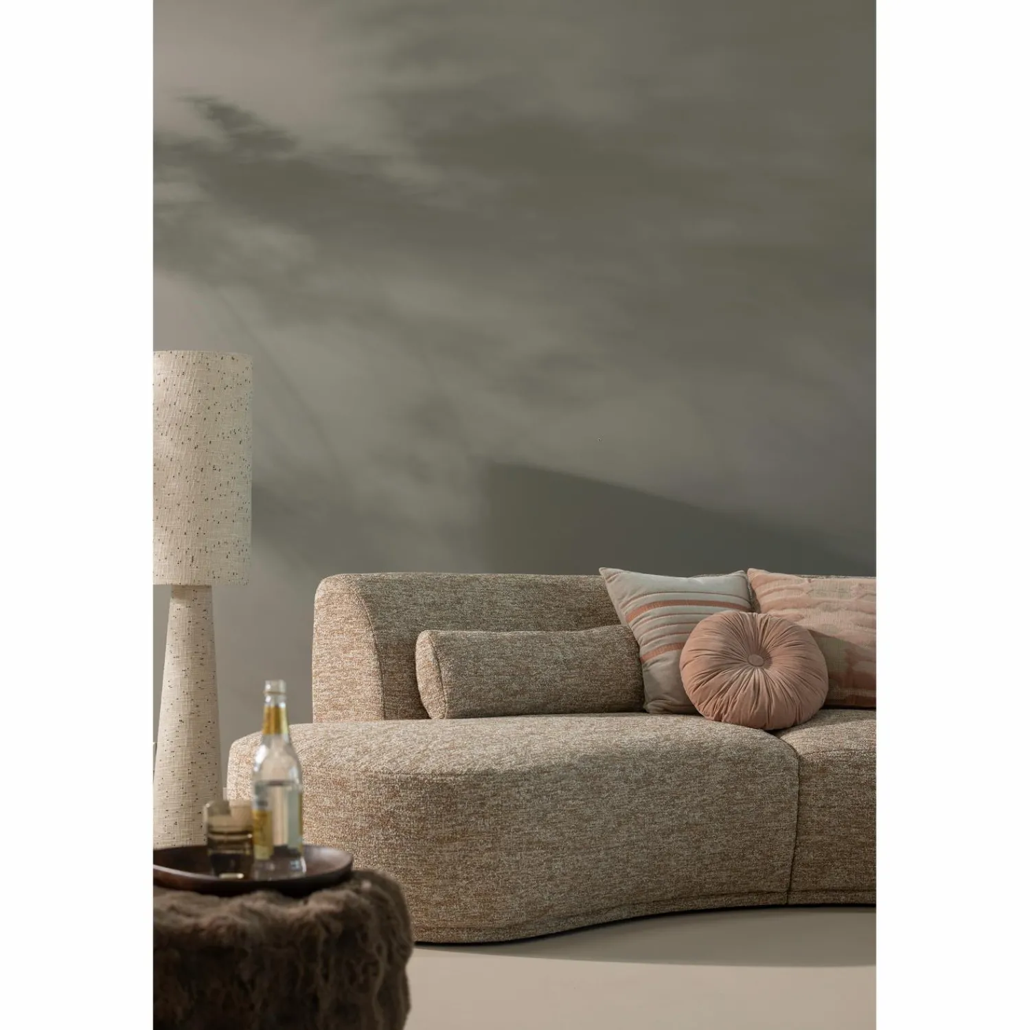 Hot WOOOD Batavier half ronde bank 6-zits Zand melange