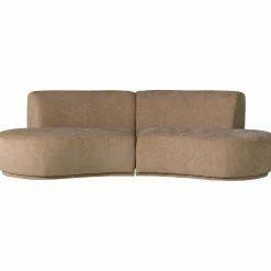 Outlet WOOOD Batavier half ronde bank 4-zits velvet melange lichtbruin Lichtbruin melange