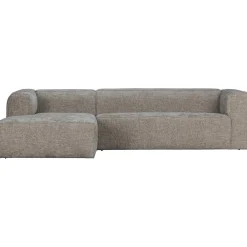 Discount WOOOD Bean hoekbank links grove melange stof Travertin