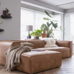 Online WOOOD Bean hoekbank rechts ecoleer Cognac