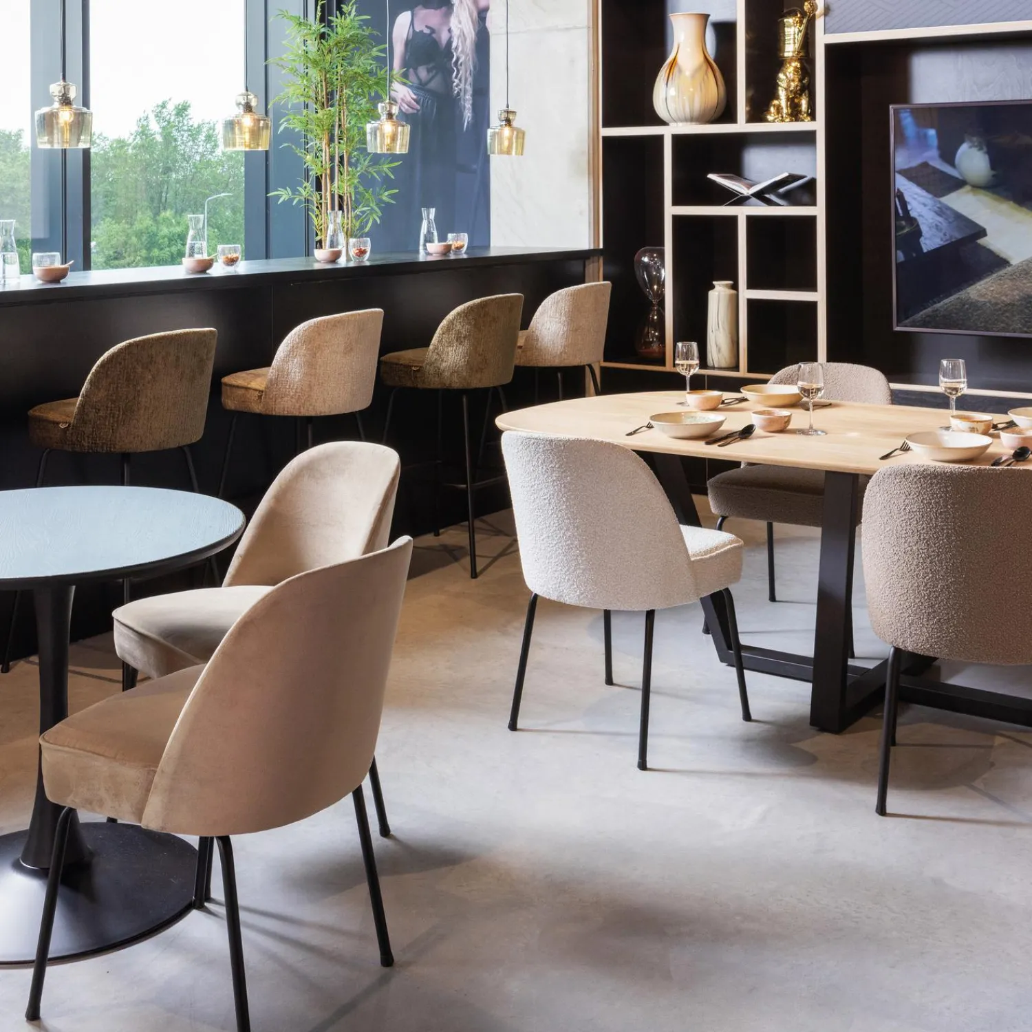 Online WOOOD Bistro trompetvoet metaal matzwart 72xø60 cm