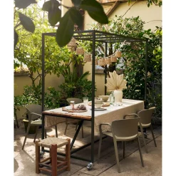 Sale WOOOD Blue sky tuintafel hout met decoframe camouflage groen