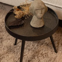 WOOOD Bounds bijzettafel M hout/metaal antique goud 41xø41 cm