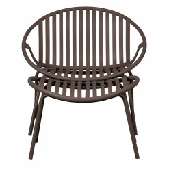 New WOOOD Bruce tuin loungestoel + hocker pp/metaal Paars/bruin