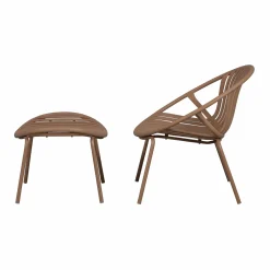 Discount WOOOD Bruce tuin loungestoel + hocker PP/metaal Zalmroze