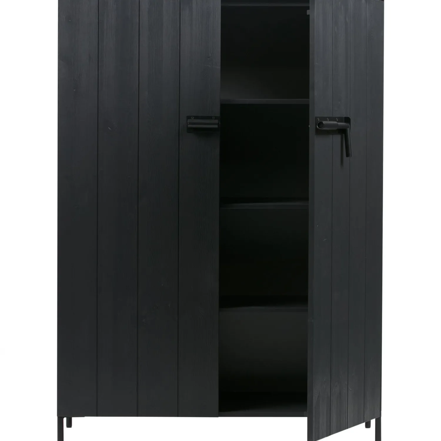 Sale WOOOD Bruut 2-deurs kast grenen geborsteld diepzwart