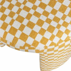 Outlet WOOOD Charlie gestoffeerde kruk ruit dessin Geel