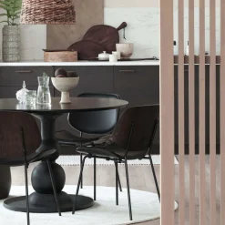 Sale WOOOD Close In eetkamerstoel leerlook/hout zwart