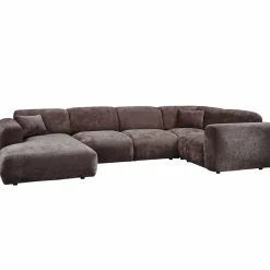 Discount WOOOD Cloud hoekbank rechts geweven chenille Warm bruin