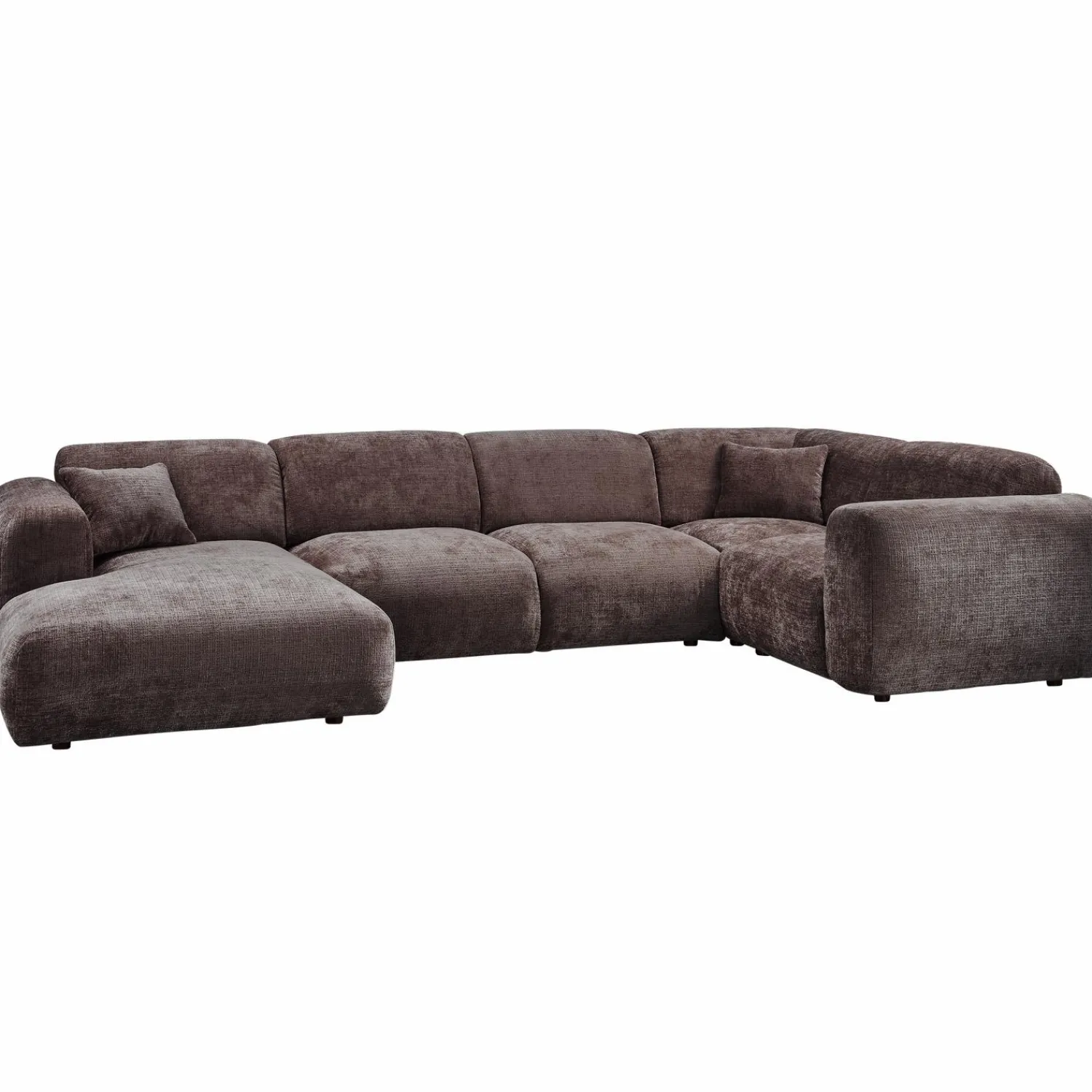 Discount WOOOD Cloud hoekbank rechts geweven chenille Warm bruin