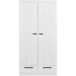 Clearance WOOOD Connect 2-deurs kledingkast + lade Wit