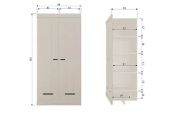 Discount WOOOD Connect 2-deurs kledingkast + lade Dust