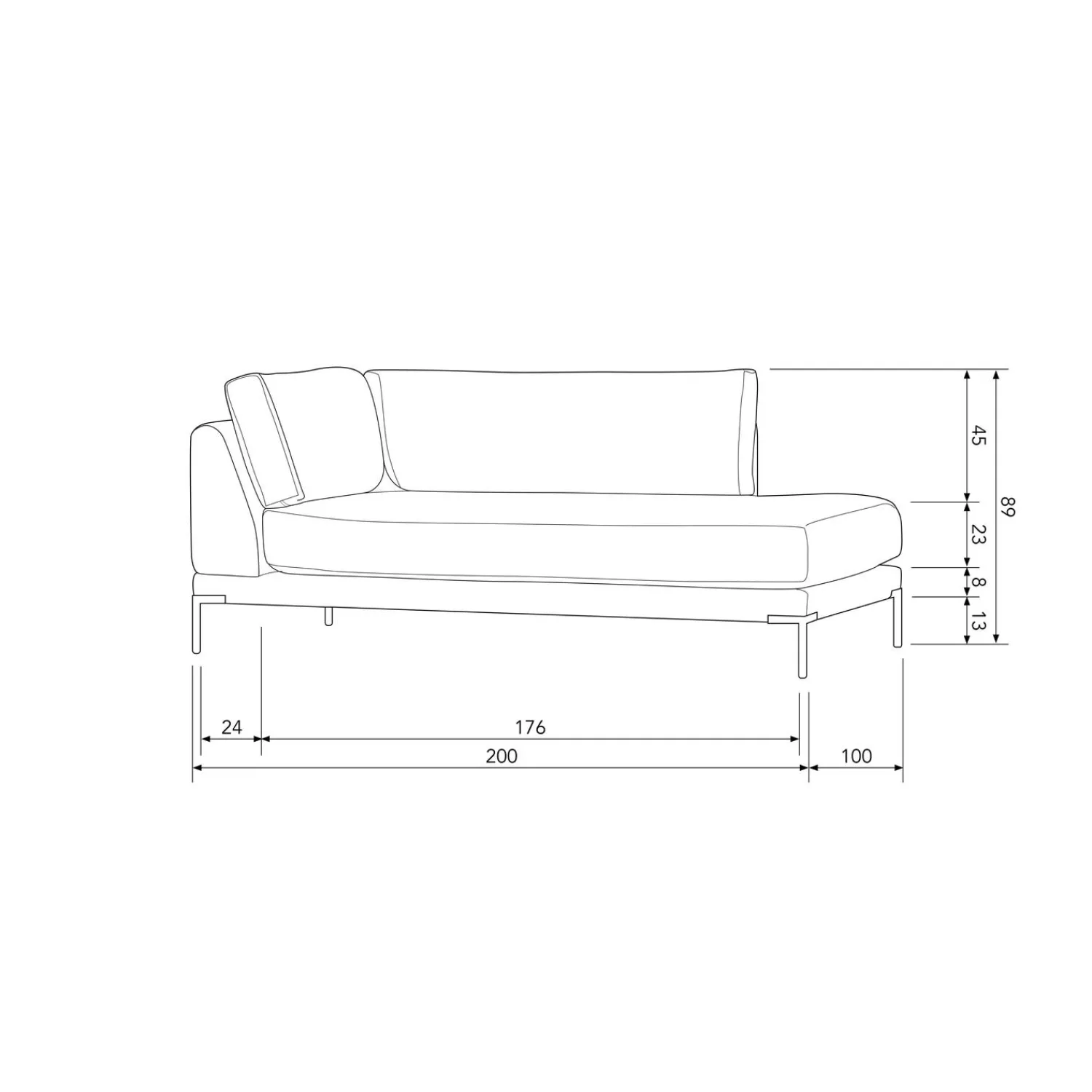 Online WOOOD Couple lounge element rechts Warm groen
