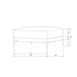 Clearance WOOOD Couple poef 100 cm Lichtgrijs