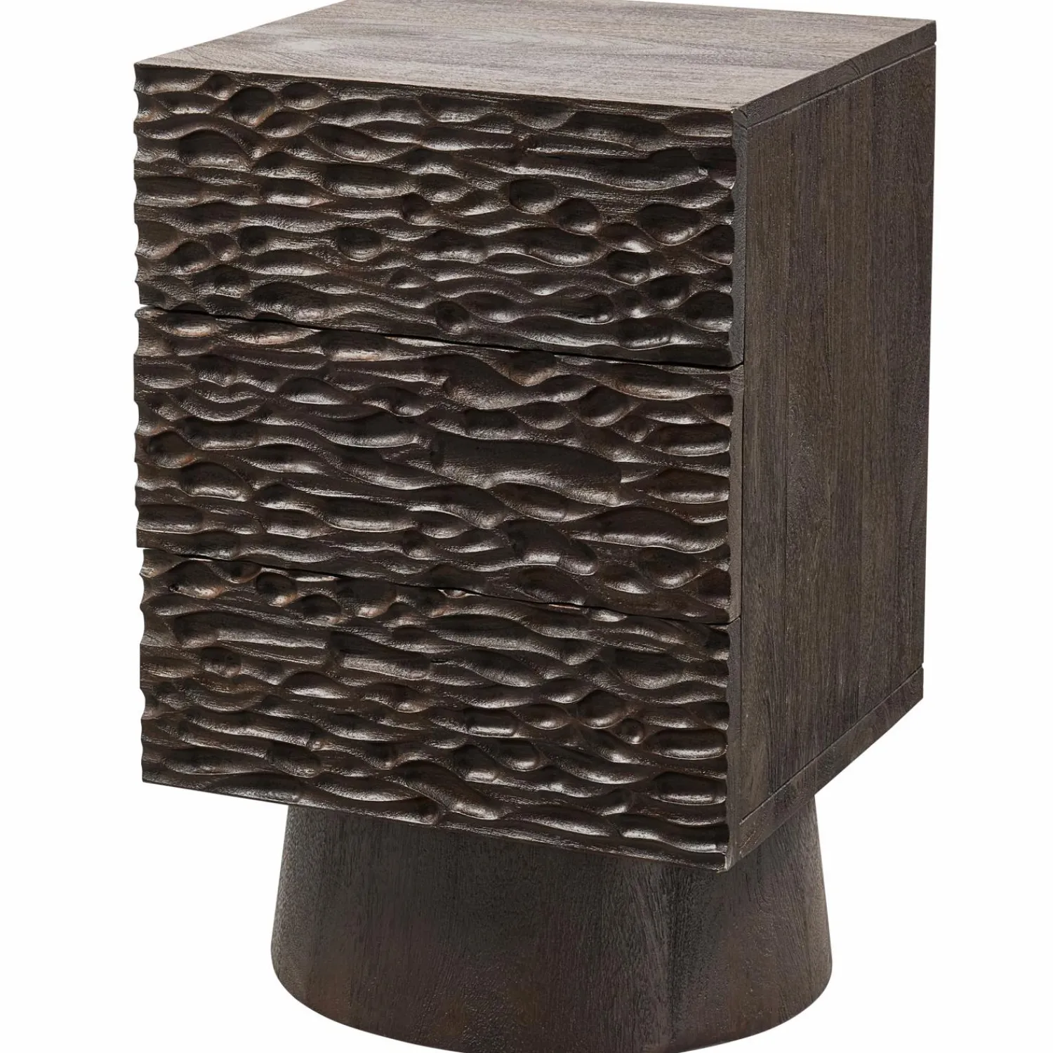 Sale WOOOD Crumble Carved nachtkastje met lades mango hout walnoot