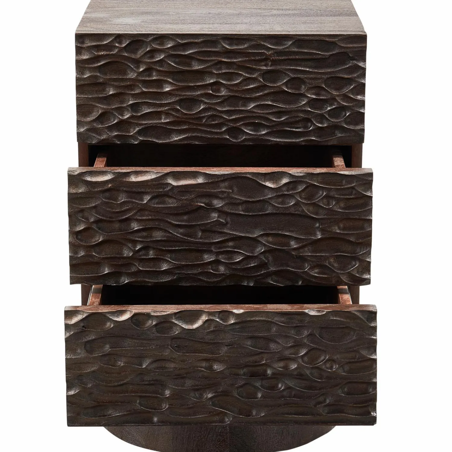 Sale WOOOD Crumble Carved nachtkastje met lades mango hout walnoot