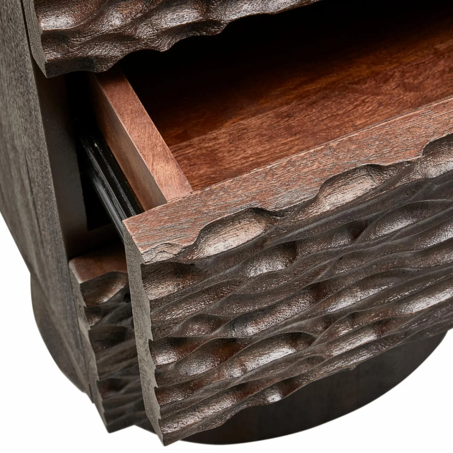 Sale WOOOD Crumble Carved nachtkastje met lades mango hout walnoot