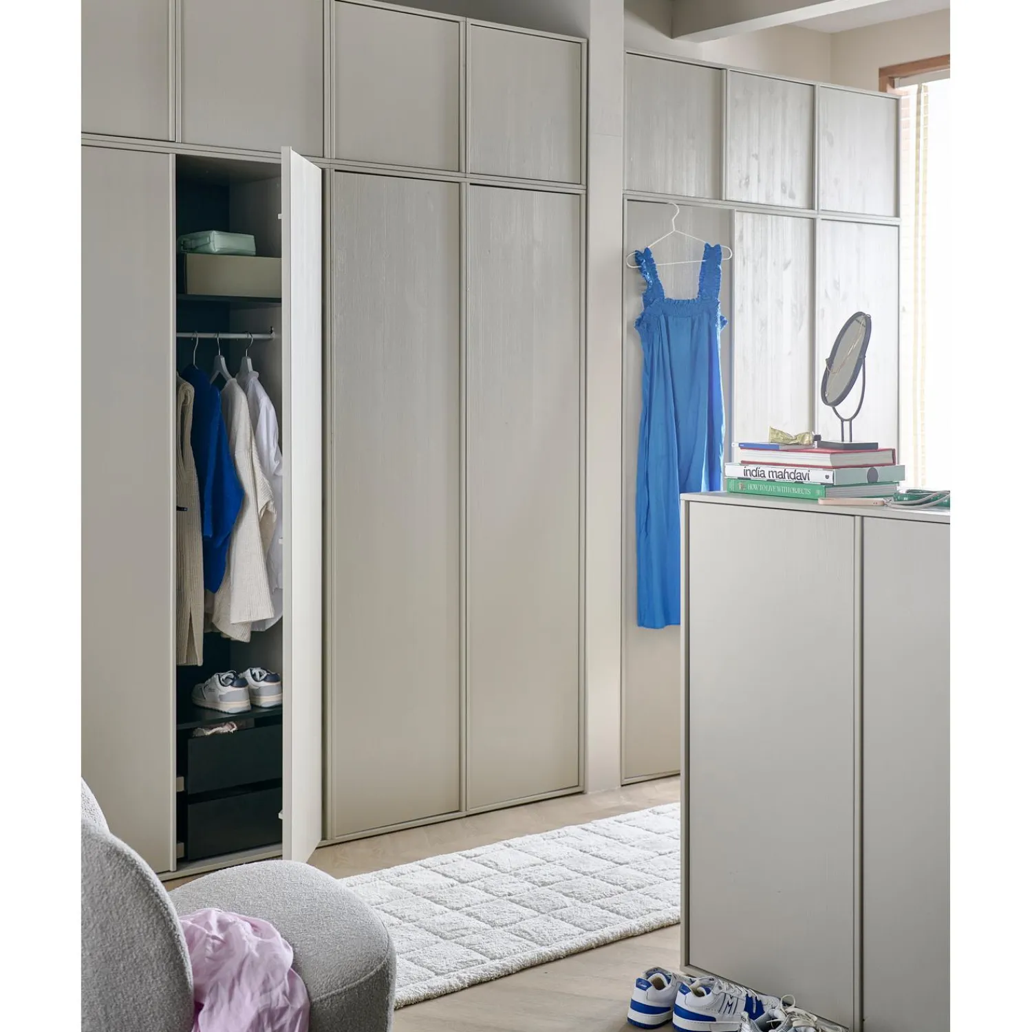 Discount WOOOD Daily Closet Double 200x100 cm grenen dakargrau