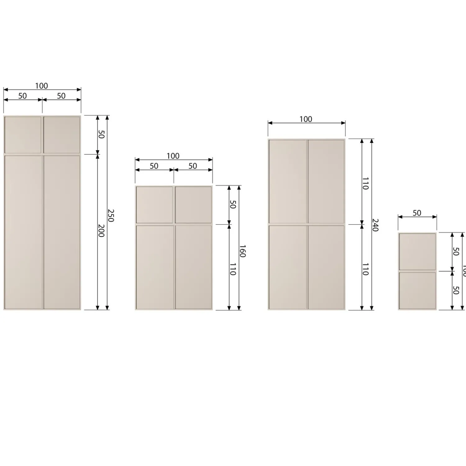 Discount WOOOD Daily Closet Double 200x100 cm grenen dakargrau
